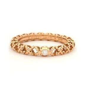 GUCCI Diamantissima Collection 18kt Rose Gold Band Single Diamond Italy Ring